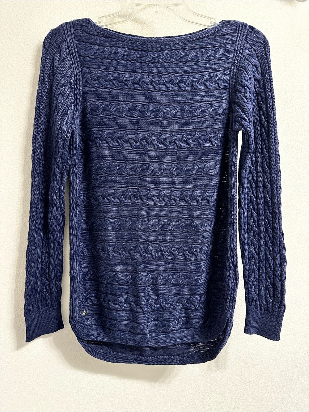 Ralph Lauren Navy Cable Knit Women’s Sweater - Classic Crewneck size M